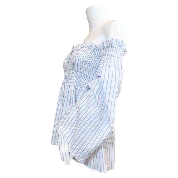 #T159 ASTR The Label REVOLVE Shelby Bell Sleeve Stripe Smocked Top $64 - Picture 7 of 15